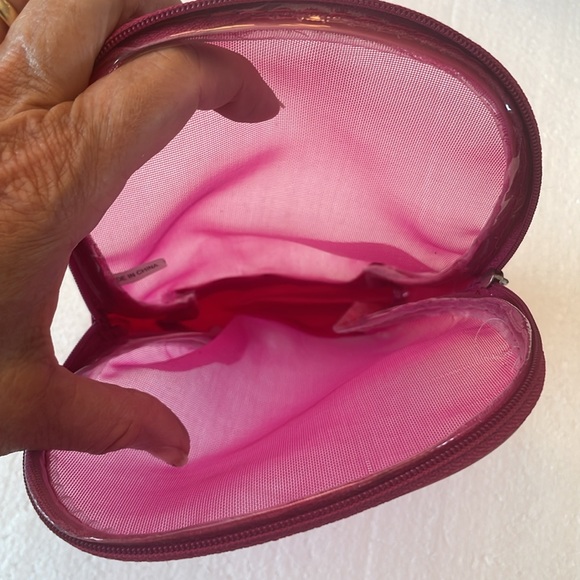 Pink cosmetic makeup bag sheer transparent zipper - Picture 3 of 3